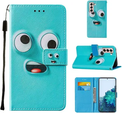 Productafbeelding van König Design hoesje, compatibel met Samsung Galaxy S21, kunstleren telefoonhoesje - telefoonhoesje, blauw