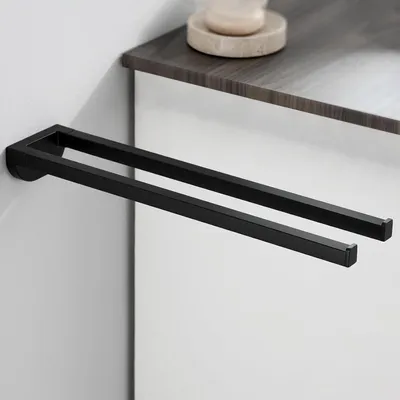 Produktbild von Handtuchhalter Edelstahl Schwarz 40 cm Wandmontage 180° Drehbar Klappbar Doppelstange