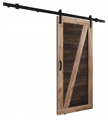 Produktbild von KierMoebel Schiebetür Komplettset LOFT ADIO 3 Craft & Dark Ash 76x205x3,2 cm, Wohnzimmer Schiebetür