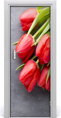 Produktbild von Tulup Türaufkleber 75x205 cm Dekorative Aufkleber Selbstklebend Wasserdichte Tapete Abnehmbar Schlafzimmer Wohnzimmer Wohnkultur - rote Tulpen
