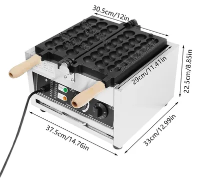 Immagine prodotto di Macchina per cialde - Commerciale 3 spiedini - 1500 W 220 V - Temperatura 50-300 °C - Timer 1-5 min - Piastra girevole a 180° - Spina UE - Acciaio inossidabile 201 - Argento