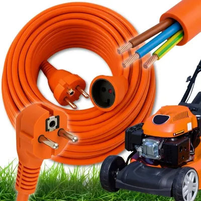 Productafbeelding van Verlengsnoer 50 m met randaarde – geaarde verlengkabel 3x 1,5 mm², oranje tuinkabel met kinderbeveiliging, voor tuin, bouw en werkplaats