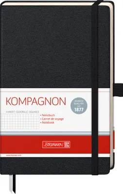 Produktbild von Brunnen Notizbuch Kompagnon Klassik A5 kariert Gummizug sw