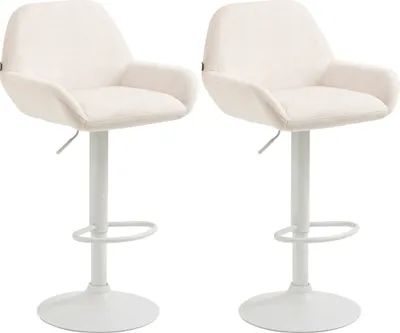 Produktbild von 2er Set Barhocker HLO-CP8 Samt weiß  creme