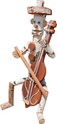 Zdjęcie produktu dla Figurka drewniana do ogrodu z brzozy WIOLONCZELISTA 55cm ozdoba ogrodowa