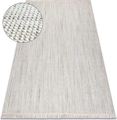 Produktbild von Teppich NANO EO78B Melange, Schlinge, flach gewebt weiß / grau beige 180x270 cm
