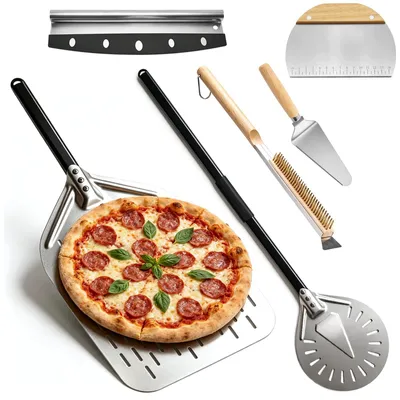 Pizza-Zubehör-Set, 6-teilig, perforiert, Aluminium
