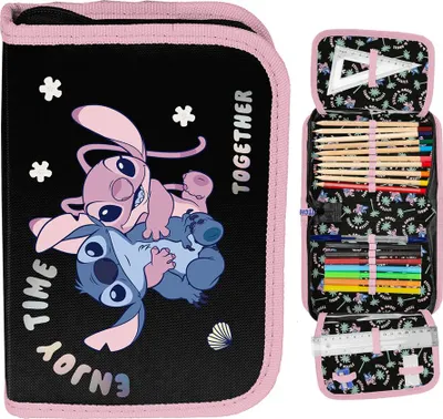 Produktbild von PASO Schulmäppchen mit Inhalt Stitch für Mädchen aufklappbar