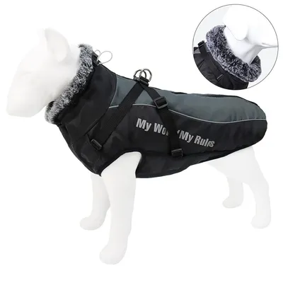 Produktbild von Wasserdichte Winter-Hundejacke,gepolstert mit PP-Baumwolle,reflektierende Hundeweste mit Brustgeschirr,winddicht,warm und stylisch,XL,für 15–23kgHunde