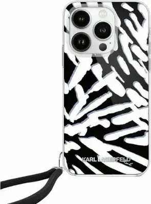 Zdjęcie produktu dla Etui Karl Lagerfeld Iml Zebra Pattern & Cord Na Iphone 15 Pro - Czarne