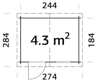 Produktbild von WOODTEX Naturbelassen 244 x 184 cm Gartenhaus Blockbohlenhaus, Gartenhaus aus Fichte, Satteldach mit Dachpappe, 19 mm Wandstärke, mit Fenster und Doppeltür, Grundfläche 4 3 m²