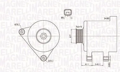 Produktbild von MAGNETI MARELLI 063731741010 Lichtmaschine Generator LiMa 120A 12V passend für PEUGEOT 308 SW II 308 SW I (4E, 4H) für CITROËN C3 I Schrägheck