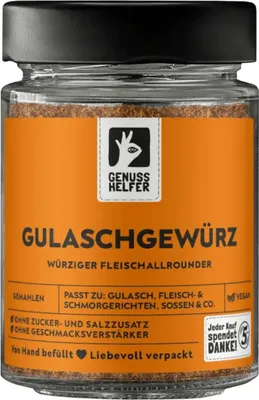 Produktbild von Gulaschgewürz, Gewürzmischung für ungarisches Gulasch mit Paprika, gemahlen, 65g im Glas
