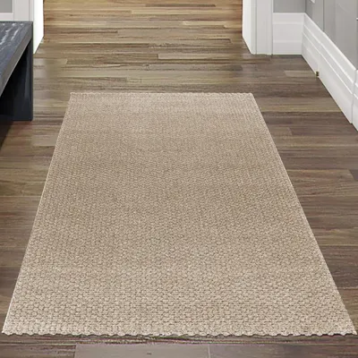 Imagen del producto de Alfombra minimalista para sala de estar, con diseño moderno de bucle, en color beige, tamaño: 80 x 150 cm