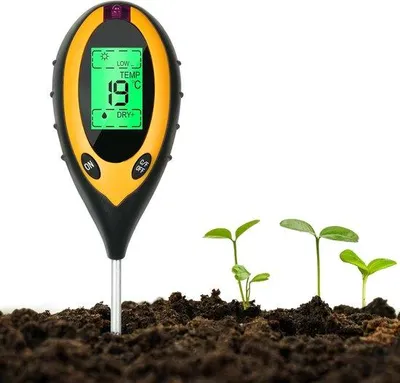 Image de Appareil de mesure numérique 4-en-1 pour le jardin - Thermomètre et luxmètre - pH-mètre - Humidimètre pour sol - Hygromètre de jardin - Testeur de sol - Testeur de sol 4-en-1 (sans piles)