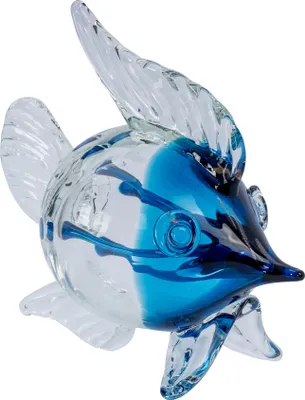 Produktbild von Deko Fisch H19cm Glas Skulptur Tischdeko Maritim Deko Aufsteller Glasfigur Blau