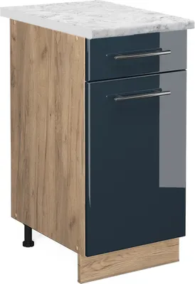 Produktbild von Küchenunterschrank Vicco Fame-Line Dunkelblau Hochglanz 40 cm , AP Marmor, Model 48843