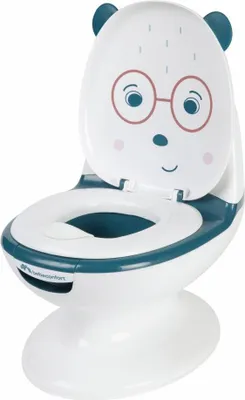 Produktbild von Bebeconfort Minitoilette, töpfchen baby, 1-3 Jahre, 0-20 kg, lebensechtes Design mit Spritzschutz, echtes Spülgeräusch, abnehmbare Schüssel, Bär Blau