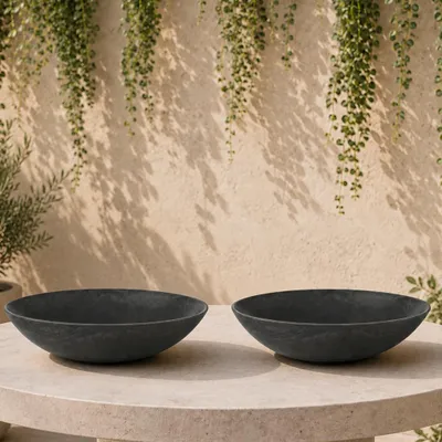 Immagine prodotto di Fioriere piatte per esterni Ciotole decorative rotonde nere 28 cm