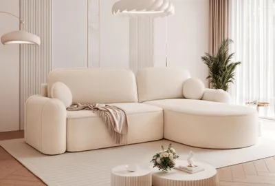 Produktbild von Idohome Polsterecke SIGMA mit Schlaffunktion & Bettkasten – moderne Sofa und vielseitige Eckcouch, in Farbe Beige Quelle 05 , ideal für Wohnzimmer