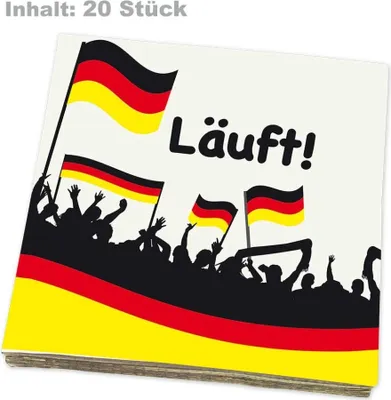 Produktbild von 20 Stück Deutschland Servietten WM EM Fußball Schwarz Rot Gold Länder Party