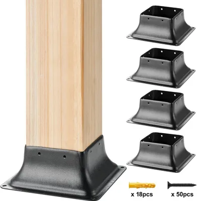 Produktbild von Pfostentraum® - Bodenhülse-Set 153 x 153 x 62 mm - Stahl Pfostenträger für Verandageländer, Pergolen und Säulen