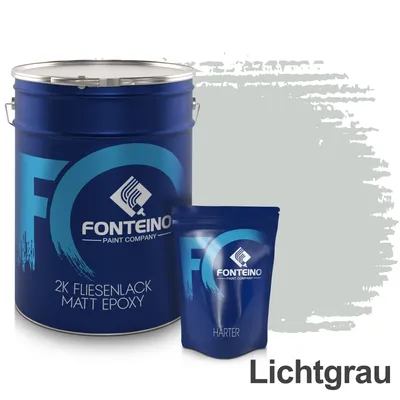 Produktbild von 2K Fliesenlack MATT Wandfliesen Bodenfliesen Fliesenfarbe Lichtgrau - 2,5Kg