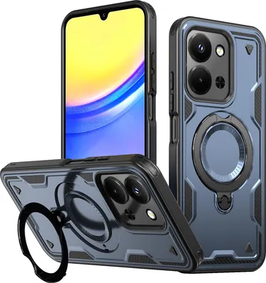 Produktbild von Dual Layer Hülle für Xiaomi Redmi 15C 5G/4G mit Ring Ständer Magnetisch Stoßfest Handyhülle Blau