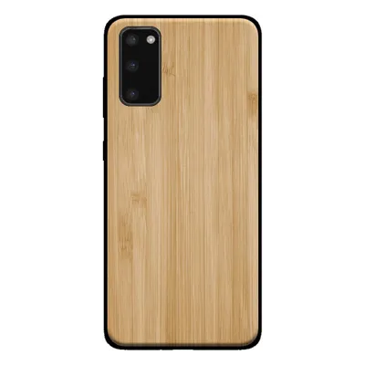 Image de Smartphonica Etui de téléphone pour Samsung Galaxy S20
avec aspect bois - coque arrière en bois artificiel de bambou - Marron