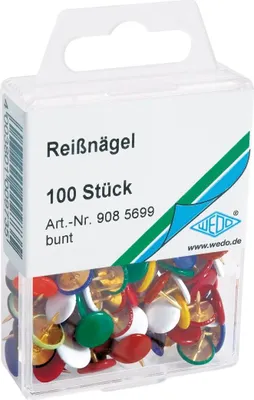 Produktbild von WEDO Reißnägel kunststoffüberzogen bunt Durchmesser: 10 mm 100 Stück