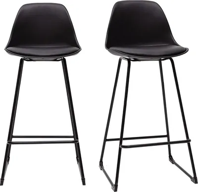 Produktbild von Miliboo - Schwarze Designer-Barhocker mit Metallbeinen 66 cm (2er-Set) FRANZ