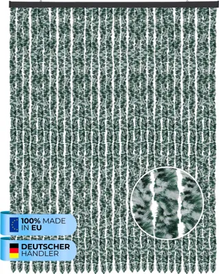 Produktbild von Flauschvorhang (120x200 cm) Türvorhang "Meliert Grün" als Insektenschutz für Balkon, Terrasse oder Wohnmobil, Wohnwagen, Pavillon