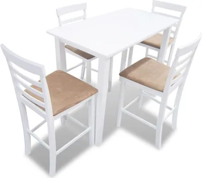 Produktbild von Stehtisch und 4 Barhocker Holz Weiß