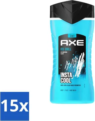 Productafbeelding van Axe - 3-in-1 Douchegel - Ice Chill - Koelende Menthol - Insta Cool - 100% plantaardig - 150 ml - Voordeelverpakking - 15 stuks