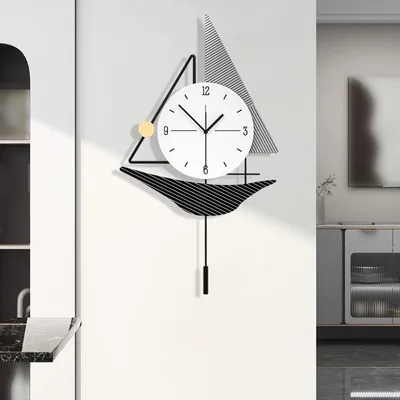 Wanduhr Segelboot-Design 30x53 cm leise Pendel