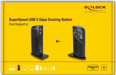 Immagine prodotto di DeLOCK 87728 Stazione docking per notebook e replicatore di porte Docking USB 3.2 Gen 1 (3.1 Gen 1) Tipo-A + Tipo-C Nero (87728)