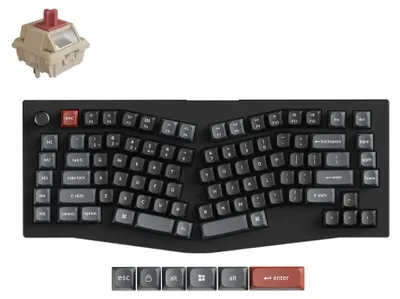 Immagine prodotto di Tastiera meccanica wireless Keychron V10 Ultra 8K QWERTY US completamente assemblata con manopola / Nero / Switch Keychron Silk POM - Rosso