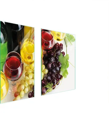 Produktbild von Herdabdeckplatten 2 teilig 75x52 Glaskeramikkochfeld Abdeckung Glas Schneidebrett Wein Bunt