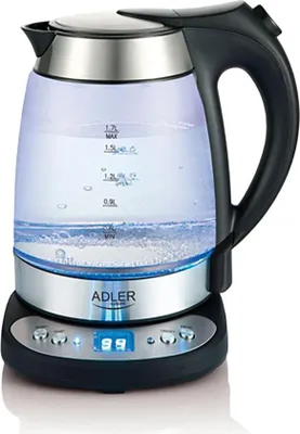 Obrázek produktu pro Adler AD 1247, 1,7 l, 2200 W, Oříšková, Nerezová ocel, Průhledná, Sklo, Indikátor úrovně vody, Zabezpečení proti přehřátí