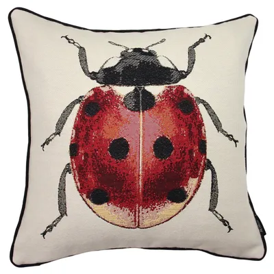 Marienkäfer-Sierkissenbezug 43x43 cm, bestickt, Insekten-Design