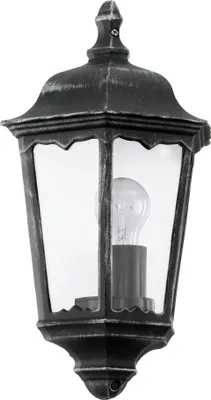 Produktbild von EGLO Außen-Wandlampe Navedo, 1 flammige Außenleuchte, Wandleuchte aus Aluguss und Glas, Farbe: Schwarz, silber-patina, Fassung: E27, IP44