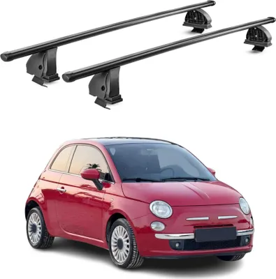 Image de Barres de toit transversales acier pour Fiat 500 2007-2026 75 kg Noir 2Pcs