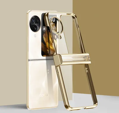 Produktbild von Hülle für Oppo Find N3 Flip mit Scharnierschutz, Ultradünne Transparent Harte PC Galvanik Schutzhülle Gold