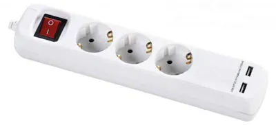 Produktbild von Steckdosenleiste Bachmann B387.203, 3 Schuko, 2 x USB, 3 m, weiß