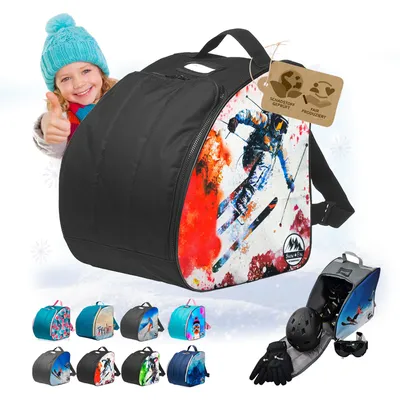 Produktbild von BAMBINIWELT Kinder Skischuhtasche Skistiefeltasche integrierte Standfläche Wasserablaufloch Helm Skibrille Handschuhe (Modell 9)