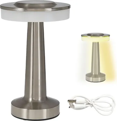 Produktbild von LED Tischleuchte 'Lille' silber 24 LEDs 12x21cm kalt-/warm-/reinweiss Eisen 20 Lumen USB Ladefunktion Touchfunktion stufenlos dimmbar Tischbeleuchtung