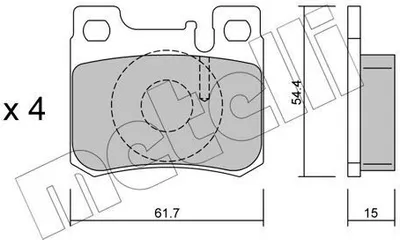 Produktbild von METELLI Bremsbeläge Satz Hinten Bremsklötze passend für MERCEDES-BENZ 190 (W201) 22-0566-0