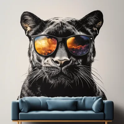 schwarzer Panther mit Sonnenbrille – Decords Wandtattoo, Produktansicht 1