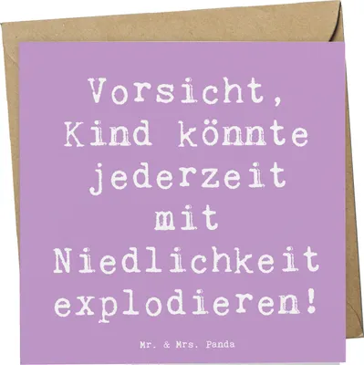 Produktbild von Mr. & Mrs. Panda Glückwunschkarte Spruch Explodierendes Kind - Lavendeltraum - Geschenk, Lächeln, doppelkarte, personalisiert, Freude, Grußkarte, Zauber, Familie