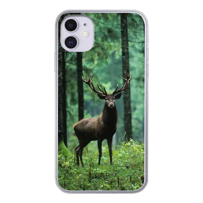 Produktbild von MuchoWow® Handyhülle Schutzhülle Hülle für iPhone 11 Hirsche - Wald - Bäume - Tiere - Natur Silikon Softcase Handy Hülle - Handytasche